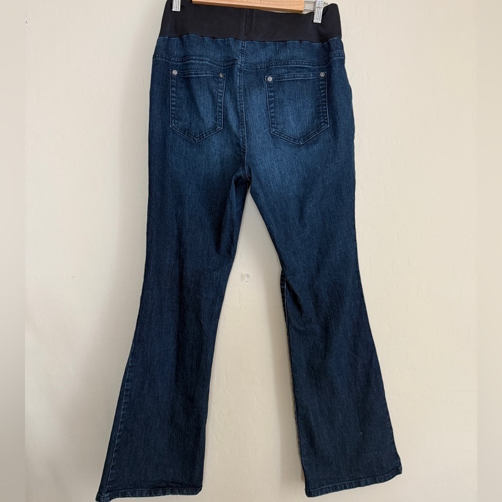 Indigo Blue Maternity Jeans Flare Wide Leg Boot Cut Dark Wash Women’s Large